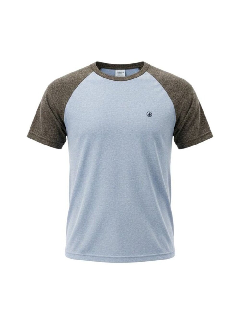 Volcom Mens Heather Blue & Brown Raglan Short Sleeve T-Shirt Size M
